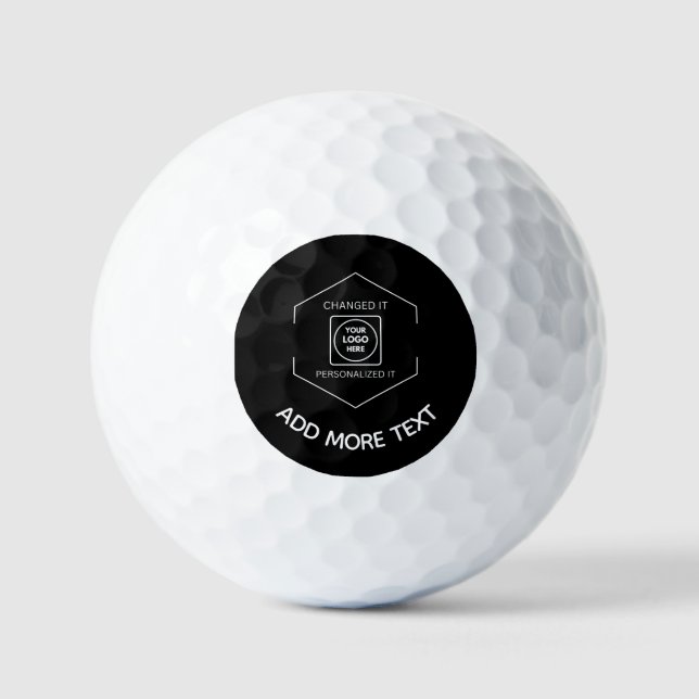 Black Background Logo Text Branding Golf Balls (Front)