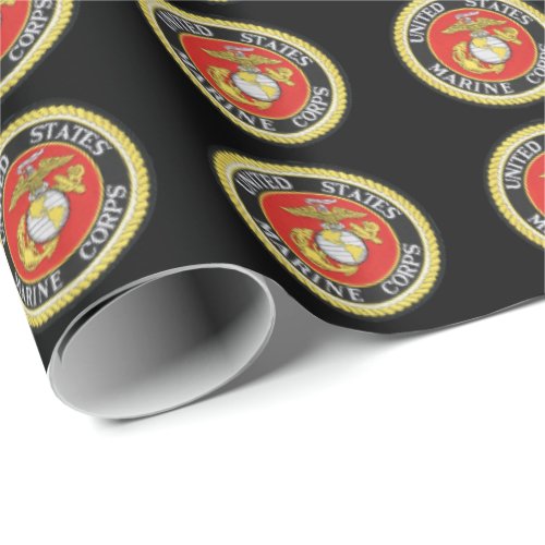 Black Background Official Seal _ US Marine Corps Wrapping Paper