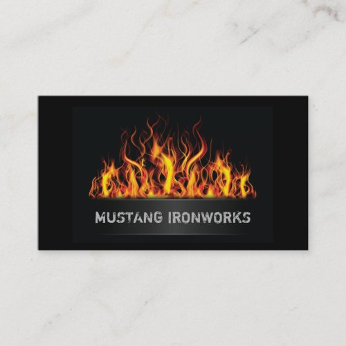 Black Background Orange Flames Fire Business Card