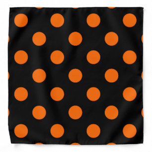 Black Background Orange Polka Dots Bandana