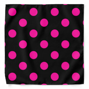 Black Background Pink Polka Dots Bandana