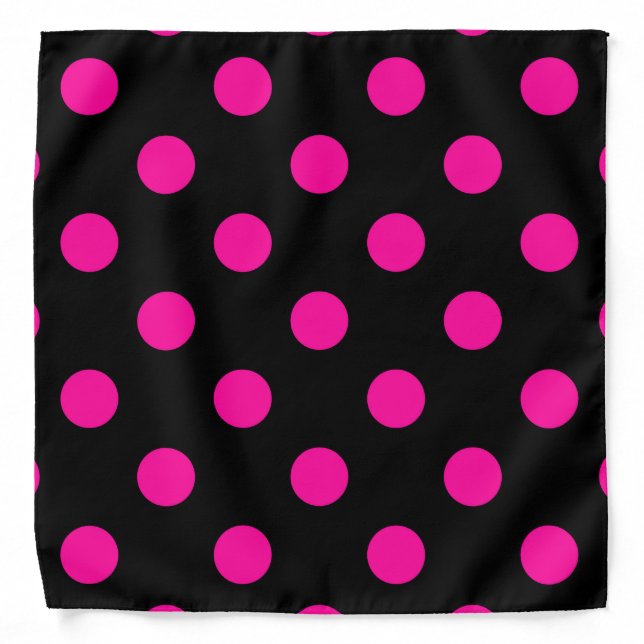 Black Background Pink Polka Dots Bandana (Front)