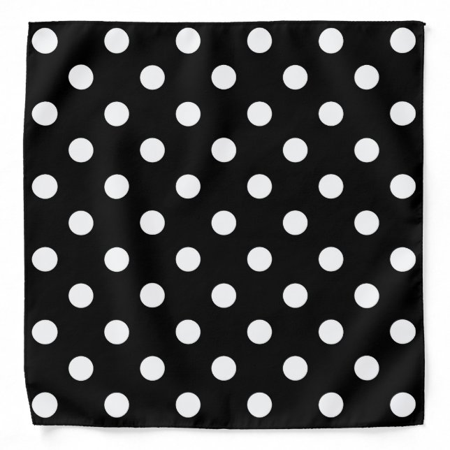 Black Background Polka Dots Bandana (Front)