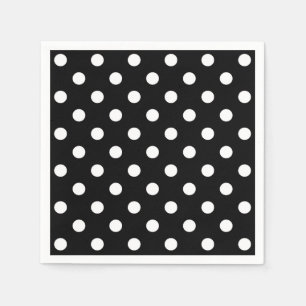 Black Background Polka Dots Napkins