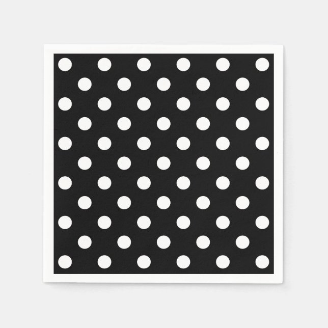 Black Background Polka Dots Napkins (Front)