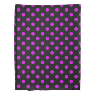 Black Background Purple Polka Dots Duvet Cover