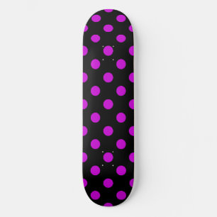 Black Background Purple Polka Dots Skateboard