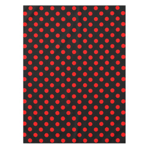 Black Background Red Polka Dots Tablecloth
