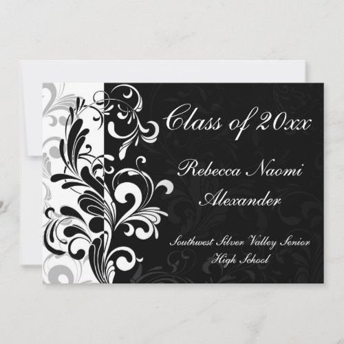 Black Background Scroll Graduation Announcement