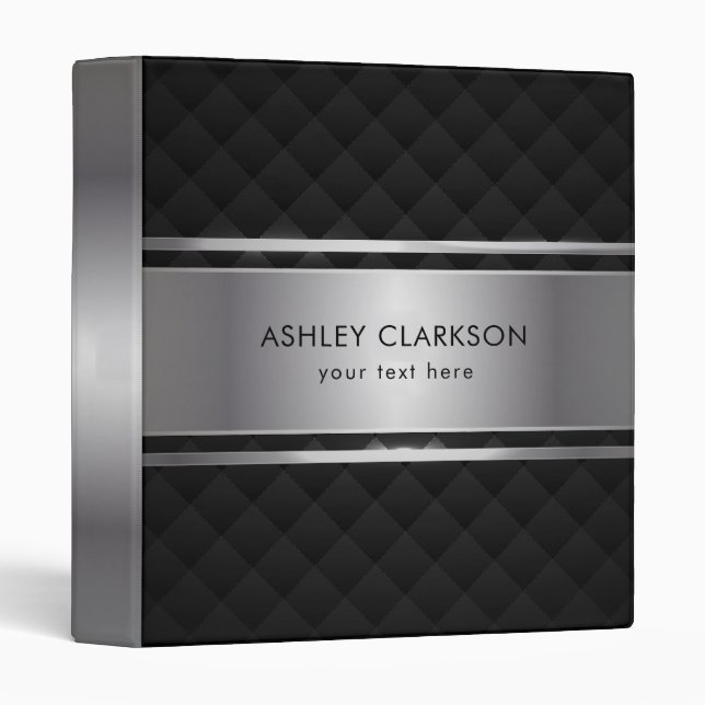 Black Background Silver Stripe 3 Ring Binder (Front/Spine)