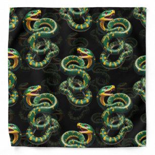 Black Background Snake Pattern Design  Bandana
