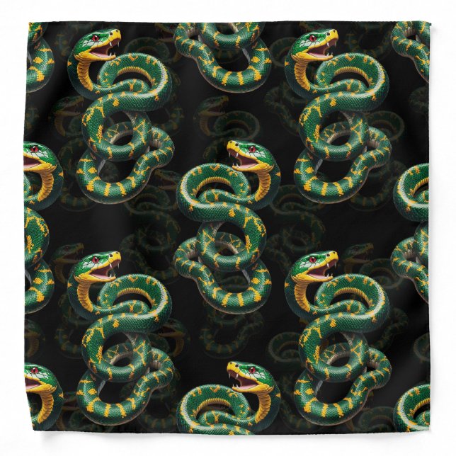 Black Background Snake Pattern Design  Bandana (Front)