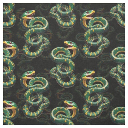 Black Background Snake Pattern Design  Fabric