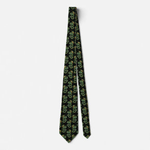 Black Background Snake Pattern Design  Neck Tie