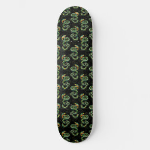 Black Background Snake Pattern Design Skateboard