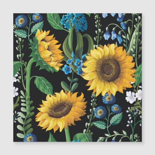 Black Background Sunflower Pattern