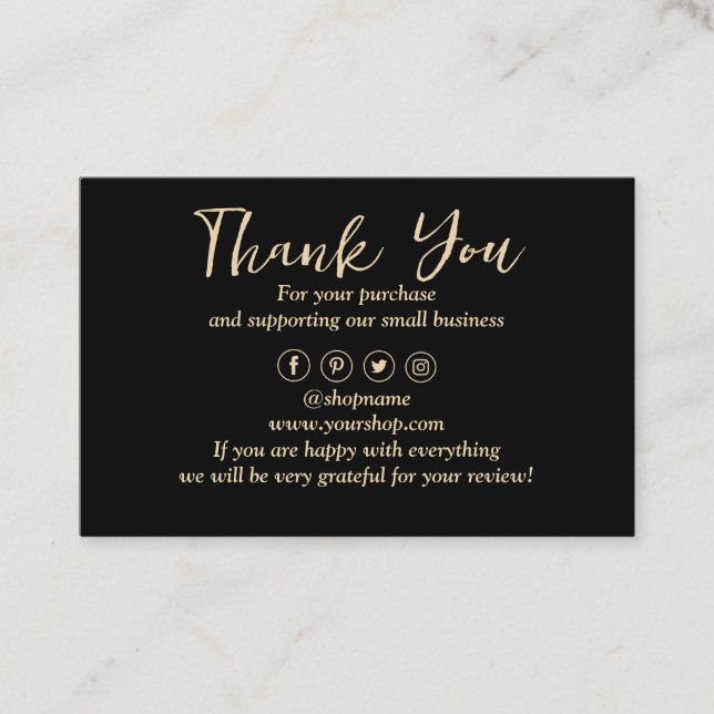 Black Background Thank You  Business Card (Front)
