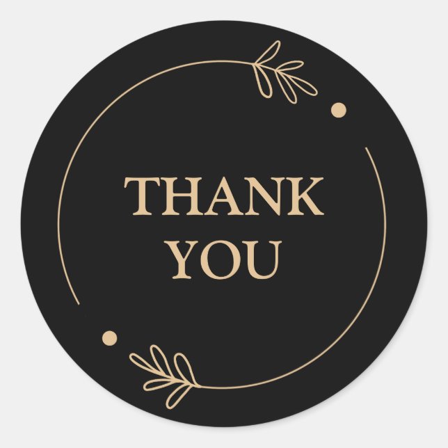 Black Background Thank You Classic Round Sticker (Front)