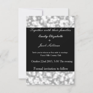 Black Background with Faux Glamours Silver Save The Date