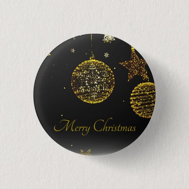 Black Background With Golden Balls and Stars Button (Front)