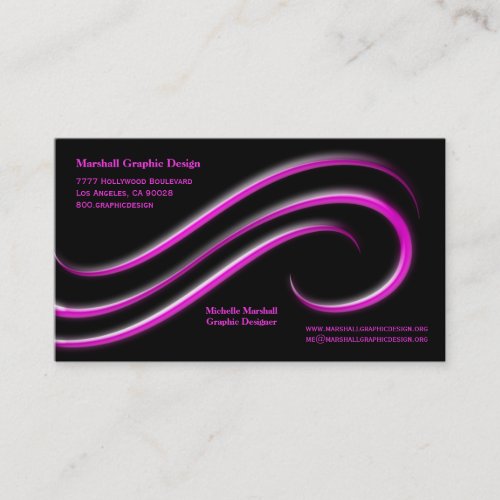 Black Background With Magenta Bevel Swirls Business Card
