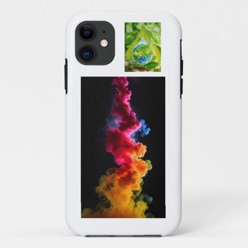 Black background with smoke in spotlight iPhone 11 case