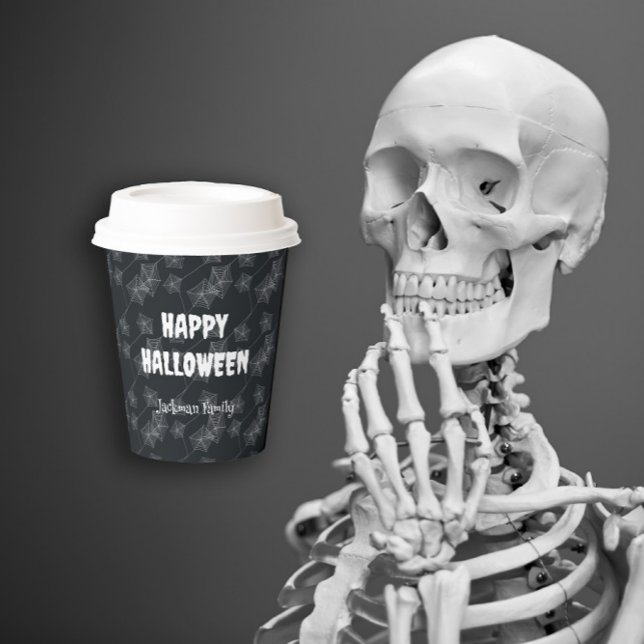 Black background with spider webs. Customizable. Paper Cups (Black background with spider webs. Customizable. Paper Cups
)