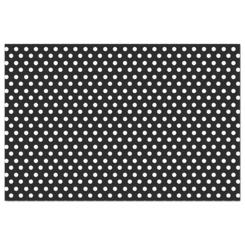 Black background with White Polka Dots Tissue Paper