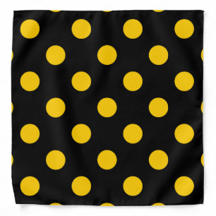 Black Background Yellow Polka Dots Bandana