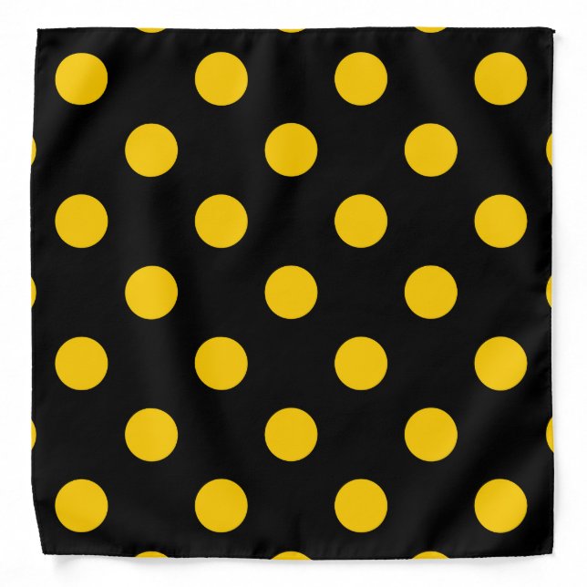 Black Background Yellow Polka Dots Bandana (Front)