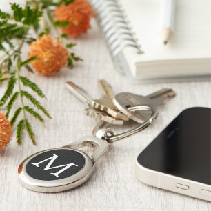 black background your letter Typography Keychain