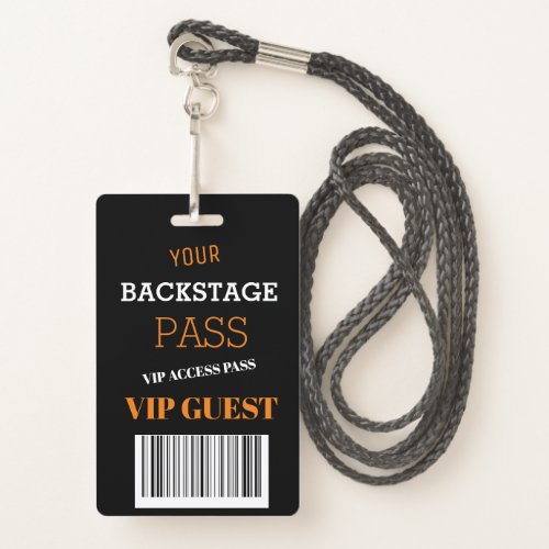 Black Backstage Music Festival Access Pass VIP  Badge