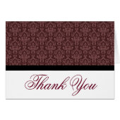 Black Badge Damask Thank you Notes Brown and White (Front Horizontal)