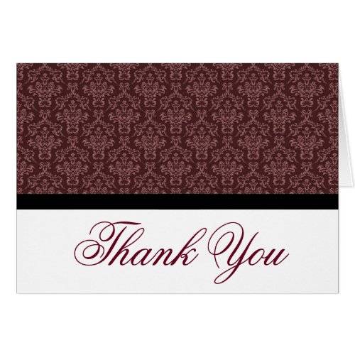 Black Badge Damask Thank you Notes Brown and White