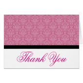 Black Badge Damask Thank you Notes Pink and White (Front Horizontal)