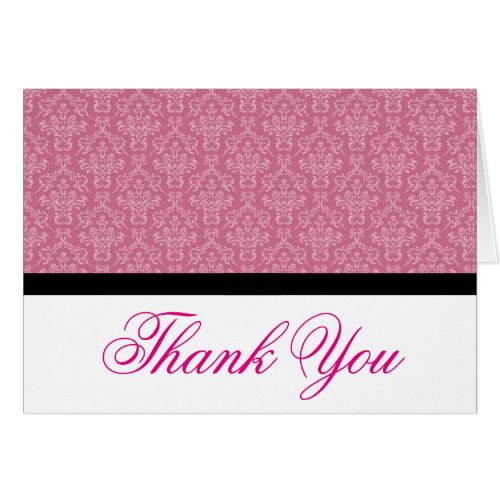 Black Badge Damask Thank you Notes Pink and White