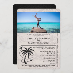 Black Bahamas Passport Wedding Invitation