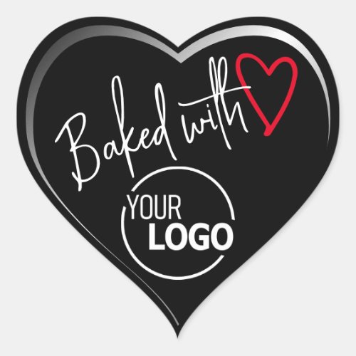 Black Baked with Love Homemade Baking Logo Image Heart Sticker