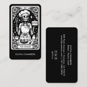 Black Baker Tarot Skeleton Pastry Chef Business Card