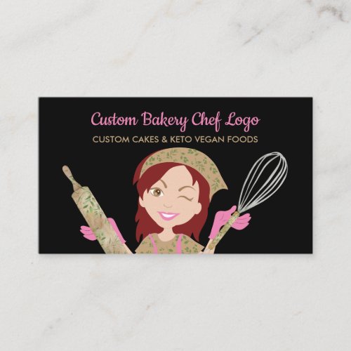 Black Bakery Chef Vegan Food Pastry Business Card