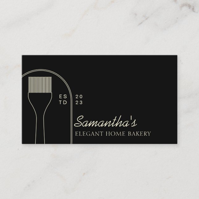Black Bakery Pastry Cake Decors Wedding Catering Business Card (Front)