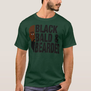 Black Bald and Bearded Face Funny Fathers Day  T-Shirt