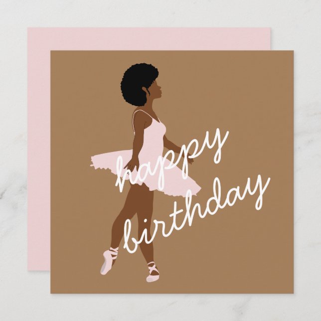 Black ballerina afro ballet dancer birthday Card (Front/Back)