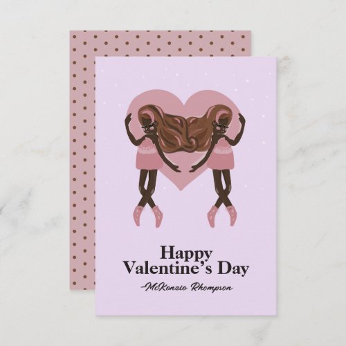 Black Ballerina Ballet Dance Custom Valentines Day Note Card