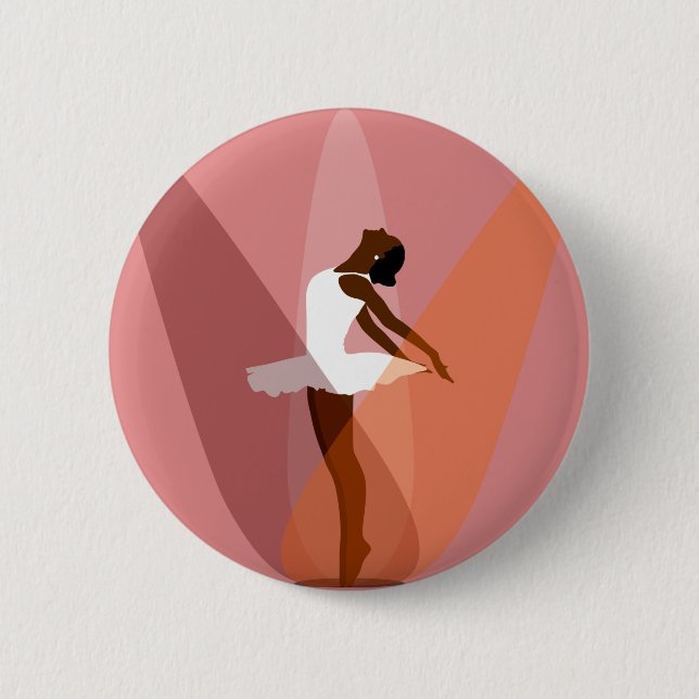 black ballerina ballet dancer button (Front)