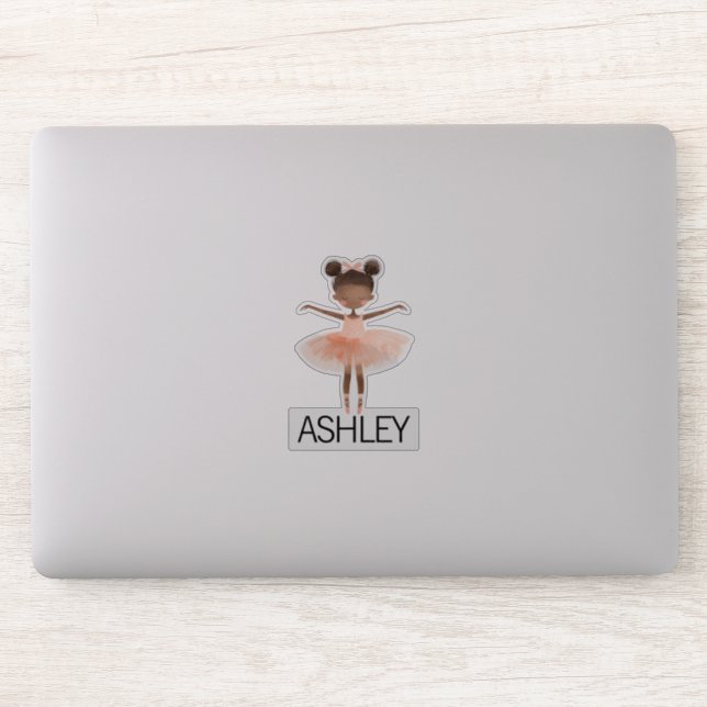 Black ballerina custom name sticker (Computer)