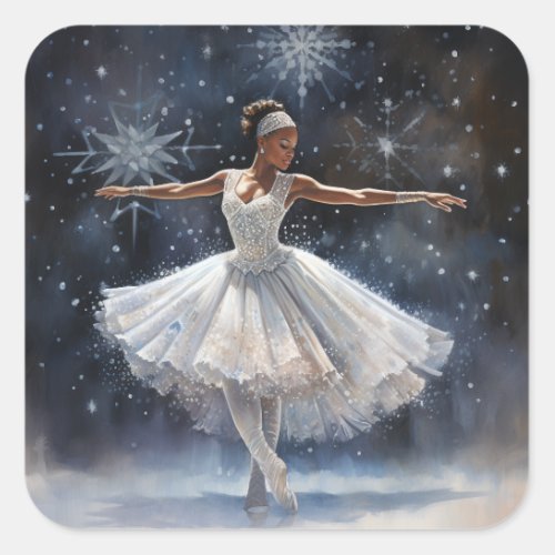 Black Ballerina Ethereal Beauty Snow Queen Square Sticker