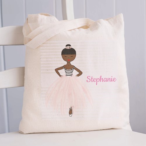Black Ballerina in Pink Tote Bag