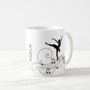 Black Ballerina & Music Notes Coffee Mug