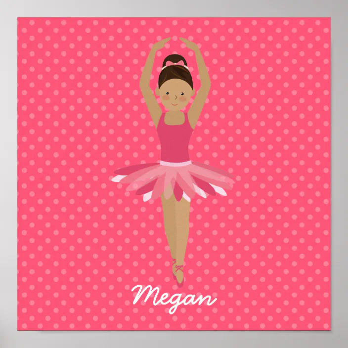 Black Ballerina On Pink Polka Dots Poster Zazzle Com